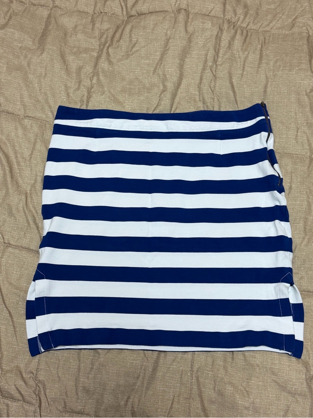 Banana Republic Navy & White Striped Mini Skirt Nautical Striped Side Slits 14